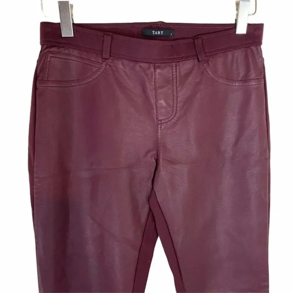 TART size 2 maroon faux leather front leggings pants - Picture 2 of 6